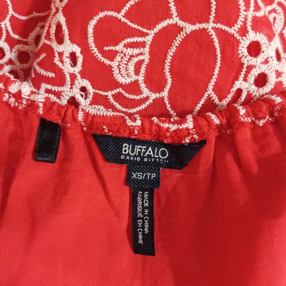 Buffalo David Bitton XS Rosie Red Embroidered Eyelet Halter Spaghetti Strap Top - Picture 6 of 8